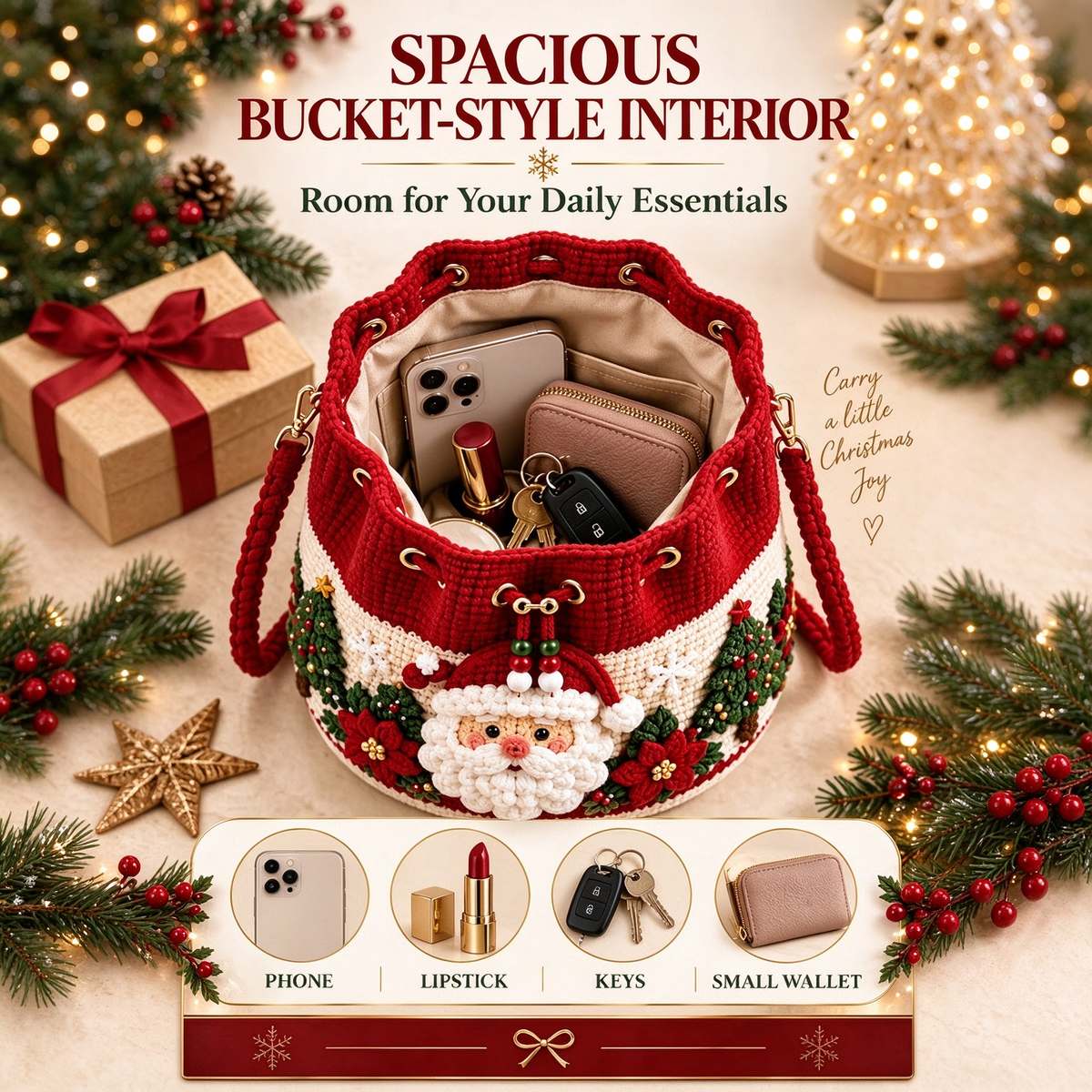 🎄3D Christmas Crochet Bucket Bag