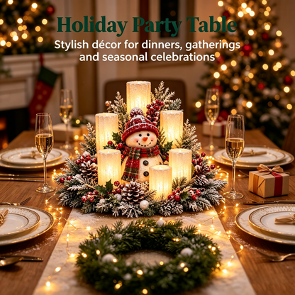 🌲Christmas Lighted Centerpiece with Flameless Candle Glow