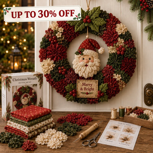 ✨ Make A Christmas Wreath You'll Be Proud To Display ❤️ 3D Fabric Poke DIY Kit With Tutorial & Guide Included