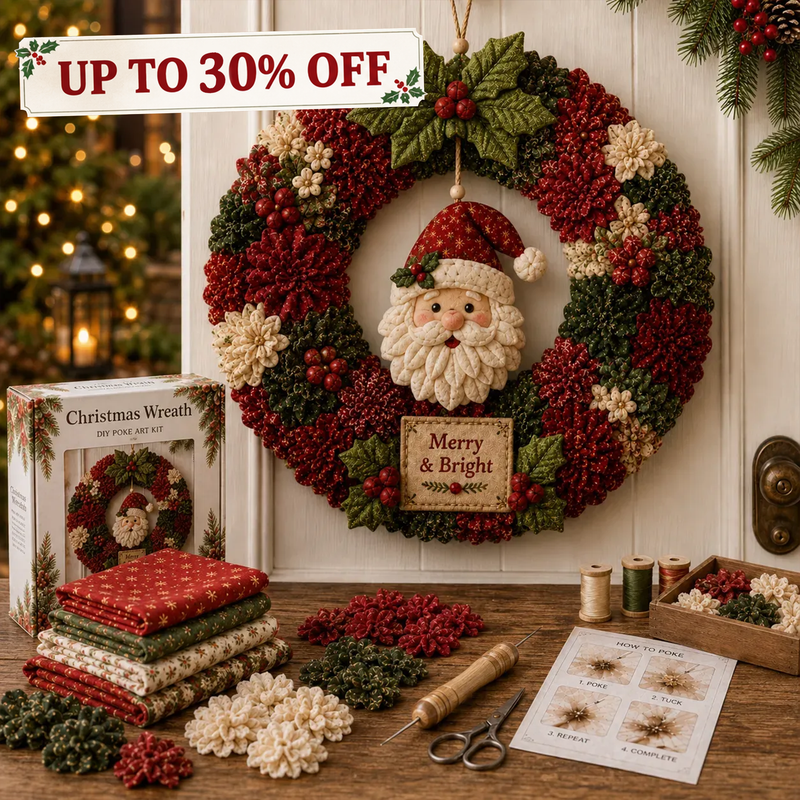 ✨ Make A Christmas Wreath You'll Be Proud To Display ❤️ 3D Fabric Poke DIY Kit With Tutorial & Guide Included