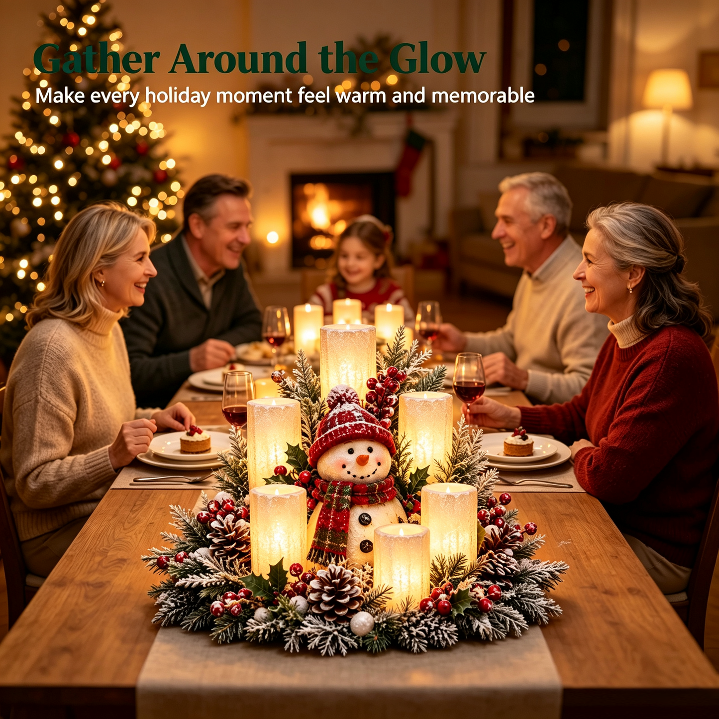 🌲Christmas Lighted Centerpiece with Flameless Candle Glow