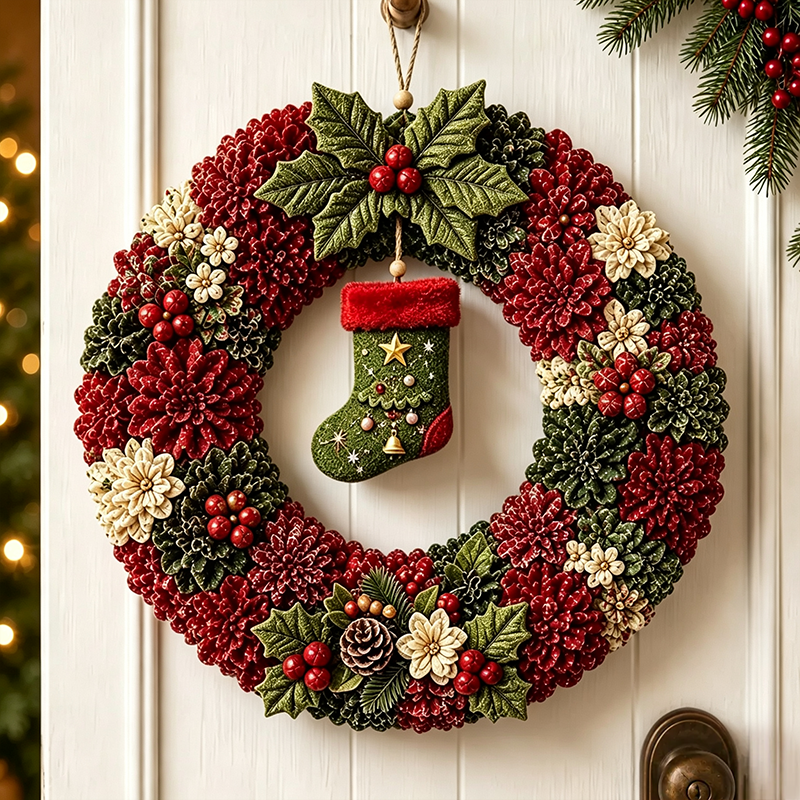 ✨ Make A Christmas Wreath You'll Be Proud To Display ❤️ 3D Fabric Poke DIY Kit With Tutorial & Guide Included