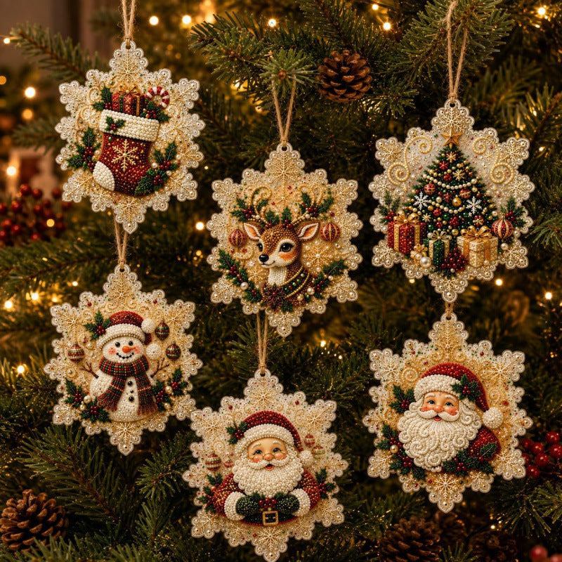 🎄6Pcs Christmas DIY Diamond Painting Ornaments Kit