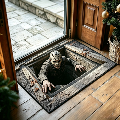 🎃Halloween Front Door Mat – Festive 3D Visual Skull & Clown Horror Rug💀