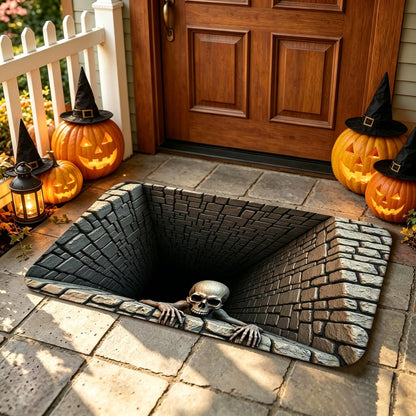 🎃Halloween Front Door Mat – Festive 3D Visual Skull & Clown Horror Rug💀