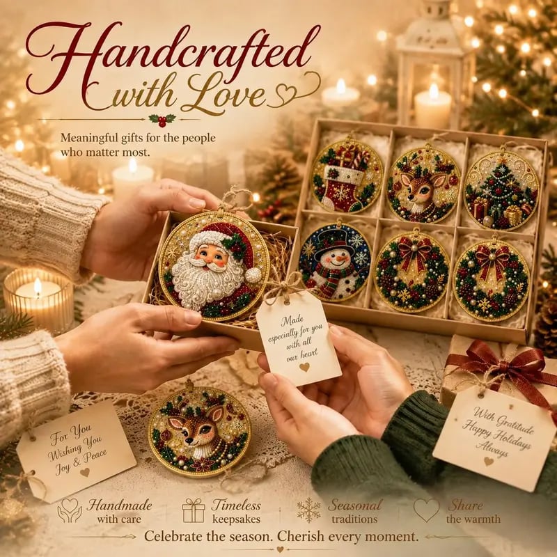 🎄6Pcs Christmas DIY Diamond Painting Ornaments Kit