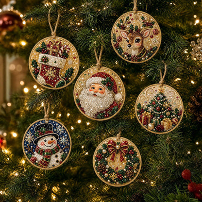 🎄6Pcs Christmas DIY Diamond Painting Ornaments Kit