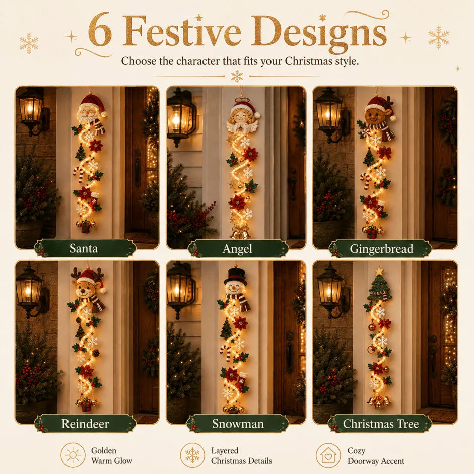 🎄 Illuminated Christmas door hanging | 6 festive illuminated designs