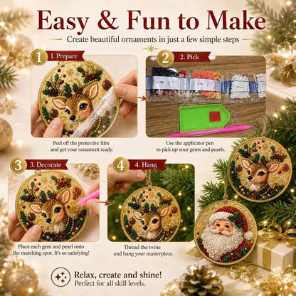🎄6Pcs Christmas DIY Diamond Painting Ornaments Kit