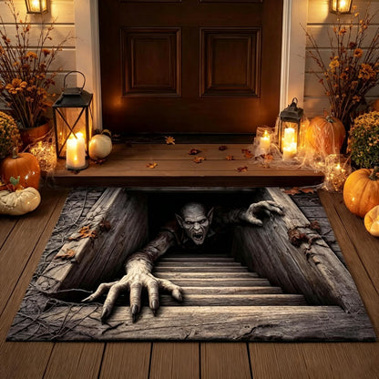 🎃Halloween Front Door Mat – Festive 3D Visual Skull & Clown Horror Rug💀