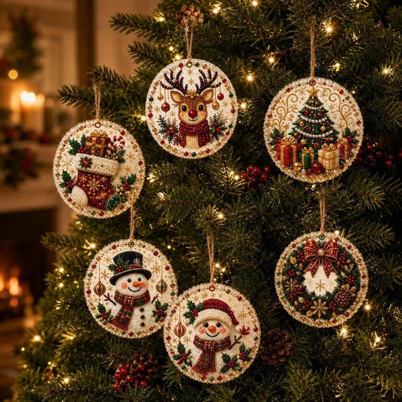 🎄6Pcs Christmas DIY Diamond Painting Ornaments Kit