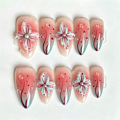 30PCS Trending Sweet 3D Stereo Gradient Press‑on Nails