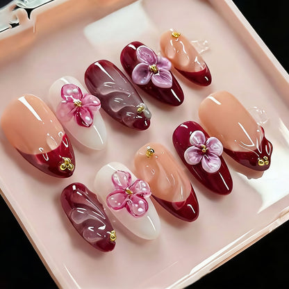 30PCS Trending Sweet 3D Stereo Gradient Press‑on Nails