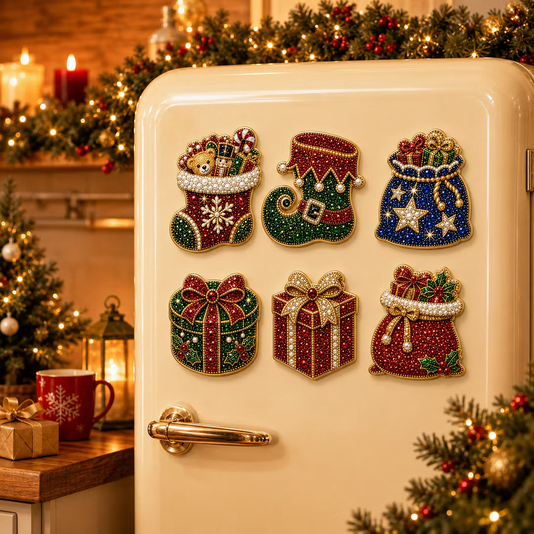 6pcs DIY Snowflake Xmas Set Fridge Magnet Christmas Decor