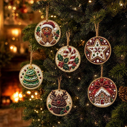 🎄6Pcs Christmas DIY Diamond Painting Ornaments Kit
