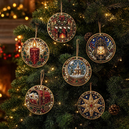 🎄6Pcs Christmas DIY Diamond Painting Ornaments Kit