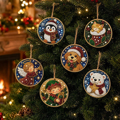 🎄6Pcs Christmas DIY Diamond Painting Ornaments Kit