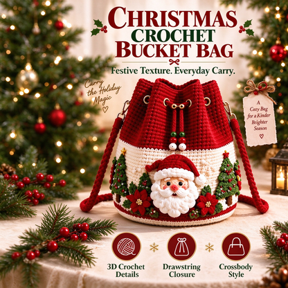 🎄3D Christmas Crochet Bucket Bag